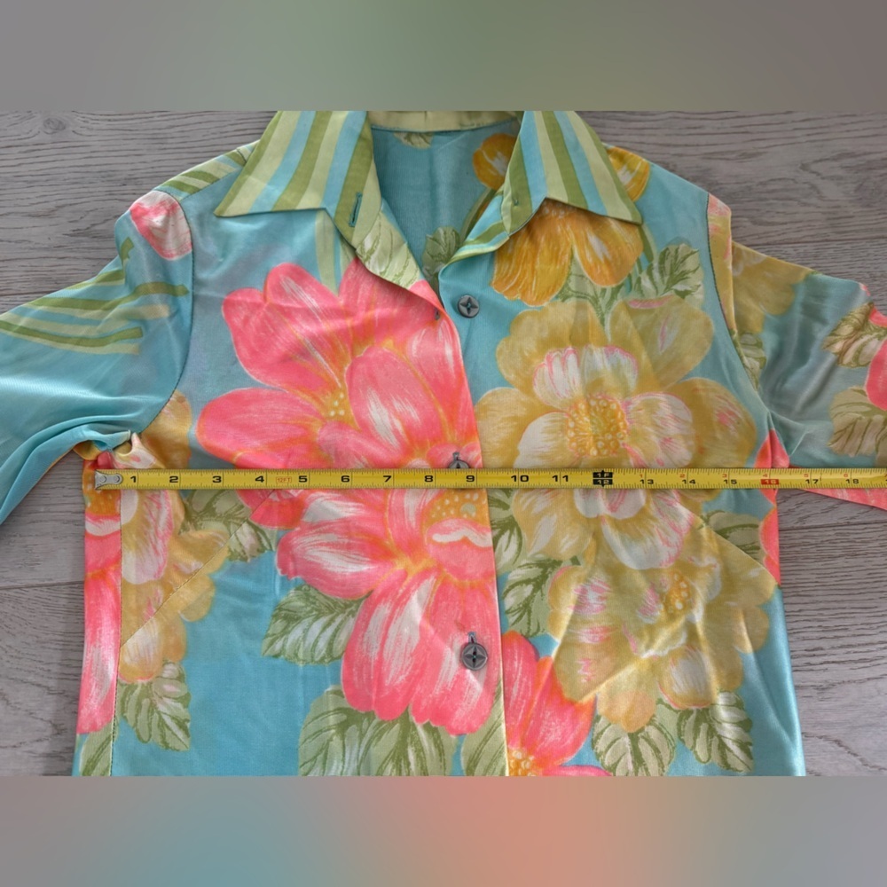 VINTAGE floral button down/pantsuit 60-70’s size small (see measurements) - Picture 11 of 15